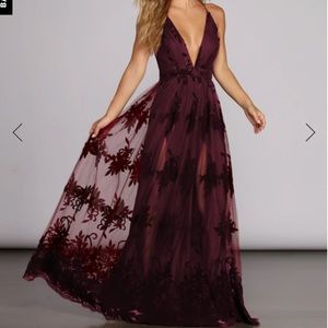 Winsor Morgan Formal Flocked Velvet Dress